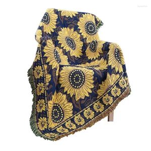 Coperte inyahome girasole boho lancio coperta con frangia per letto di divano decorativo morbido accogliente cotone intrecciato intrecciato caldo reversibile