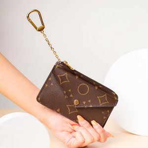 古典的な財布デザイナーの女性ハンドバッグ7A高品質のブラックコイン財布キーチェーン小さなジッピーウォレットレザーラグジュアリーキーポーチカードホルダーメンズキーチェーンミニウォレットウィズ