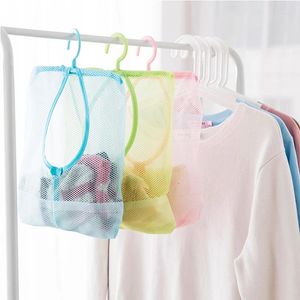 Förvaringspåsar fällbara hängande väska tvättkläder netto multifunktion arrangör garderob rack hängare badrum tillbehör
