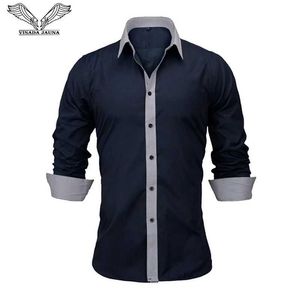 Camicie da uomo Visada Jauna 2019 Slim Fit Slitta a spinta lunga Brand Solido Shirt Wild Shirt Male Boys Abito di grande dimensione S-2XL Y240514