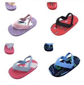 Summer New Kids Slippers de impressão de desenho animado Flip-flop Sandálsias respiráveis à prova de roupas infantis de praia