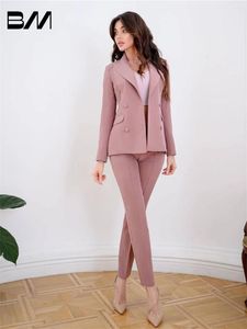 Women's Two Piece Pants Formal Solid Color V-neck Women Pant Suits Spring Summer Office Suit Double-breasted Business Wedding Tuxedo Blazer