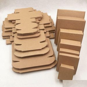 Gift Wrap 50Pcs Mti Size Cute Square Kraft Packaging Box Wedding Party Favor Supplies Handmade Soap Chocolate Candy 230704 Drop Deli Dh6Qd