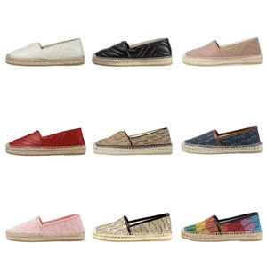 Designer casual shoes Handmade canvas Straw shoes Women's Slides loafer Espadrille Flat Sandals Fashion Women Shoes Casual Metallic Slide Sandal Canvas Straw 5.9 04