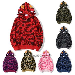 Мужская дизайнерская куртка с капюшоном Большой ABC Camo Shark Full Zip Up Hoodies для черного камуфляжного свежота