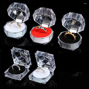 Piastre decorative 12pcs/set acrilico trasparente box anello orecchini per pacchetti di gioielli display regalo