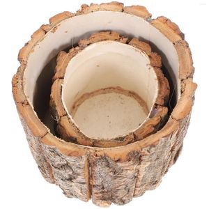 Vaser Floral Bark Bucket Flower Container Plantering Arrangement Pot Creative Succulent Flowerpot Rustic Outdoor Decor