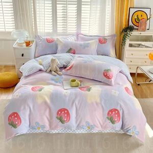 Bedding Designer bedding sets Simple all-washed cotton wool 4-piece Korean version thickened double bed sheet and quilt set 100% skin friendly cotton 3-piece set