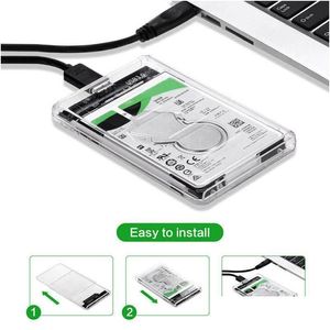 HDD Muhafazalar Sabit Drive USB 3.0 SATA Harici 2.5 inç SSD GÜNLÜK KUTUSU Şeffaf Kasa