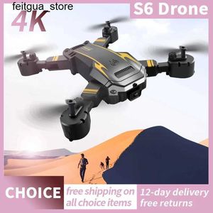 Drönare RNABAU S6 UAV Professionellt hinder Undvikande WiFi 8K Högupplöst Dual Camera Aerial Photography RC FPV Foldbar Toy Helicopter 2.4G S24513