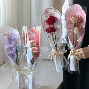 Hediye Sargısı 10 PCS Şeffaf Çiçek Sarma Çantası Su Geçirmez Sellofan Kraft Kağıt Buket Kapak Ambalajı Sevgililer Günü
