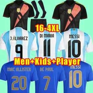 4xl 3xl 2024 2025 camisa de futebol de futebol argentina dybala Aguero Maradona di Maria 24 25 fãs versão de jogador de homens uniformes fora do goleiro infantil