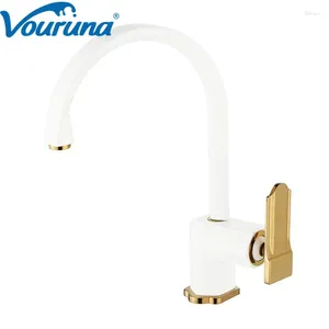 Кухонные смесители Vouruna Оптовая прибытие Golden/White/Chrome/Black Exclusive Faucet Modern Style Swivel раковина