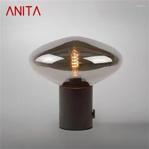 Bordslampor Anita Nordic Contemporary Lamp Simple Black Glass Desk Light Led Home Decor Bedside Parlor