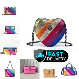 2024 Retroes Designer Kurt Geiger Eagle Heart Rainbow Leather Tote Bag Women Shoulder Bag Crossbody Clutch Travel Purse With Silver Chain Popular Style