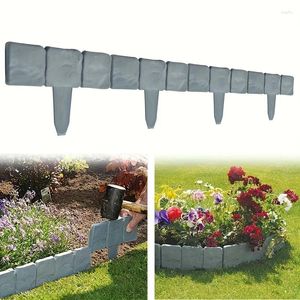 Dekorativa blommor 20st Gray Stone Effect Plastic Garden Edging staket Flower Bed Border Frame Patio Staket