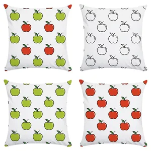 Kudde Cartoon Red Green Apple Soffa Throw Fashion Cover Sweet Love Square Est Almofada 45cm CR165