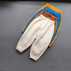 Trousers Shorts Cute girl cotton linen pants baby casual loose harem pants spring/summer girl breathable pants childrens clothingL2405L2405