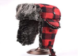 Klassisk unisex plaid flygare trapper ushanka ski hatt trupper vinter ryska mössa med öronflapor5963059