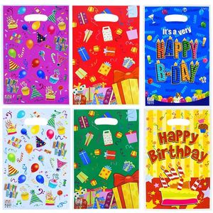 Gift Wrap 10/20pcs Happy Birthday Printed Plastic Bags Candy Cookie Treat Packing Bag Kids Party Favors Baby Shower Supplies