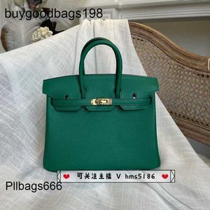 Designer väskor Birkinns handväskor Sydd vaxtråd Made Bag Epsom Leather 25cm U4 Velvet grön stor kapacitet