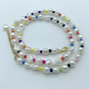 Wisiorki hurtowy biały naszyjnik perłowy dla kobiet vintage prawdziwa naturalna biżuteria na choker słodkowodnych