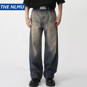 Мужские джинсы винтажные голубые джинсовые штаны с высокой высокой талией y2k ретро свободные прямые мужские мешковатые брюки