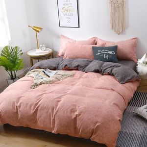 Sängkläder sätter hem textil 5 storlek rosa och grå sommarsängkläder 3/4 st täck täcke set pastoral ark ab sida
