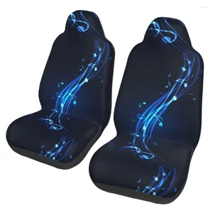 Car Seat Covers Blue Music Notes Cover Anti Fouling And Convenient Protective Unique Style 2PCS Universal Type