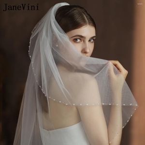 Véus de noiva Janevini 2024 Luxo com bordas de luxo véu curto com pente peas