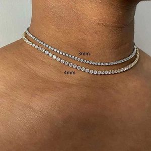 Tennis Fashionable AAA+Cubic Zircon Tennis Necklace Suitable for Women Luxury Hip Hop Iced Short Necklace Wdding Accessories Jewelry d240514