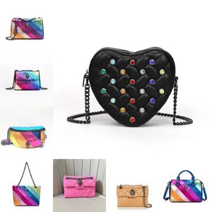 2024 Fashion Designer Kurt Geiger Eagle Heart Rainbow Leather Tote Bag Women Shoulder Bag Crossbody Clutch Travel Purse With Silver Chain Suitable Style