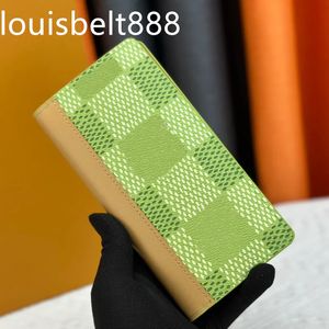 Дизайнерский держатель карт кошелька мужчина роскошные кошельки Brazza Women Женщины Длинные кошельки Зеленая решетчатая сумка подлинная кожа