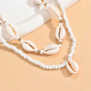 SG1I Chokers Summer Beach Natural Shell Necklace Simple Bohemian Conch Necklace Womens Party Jewets Gifts D240514