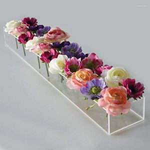 Vaser Rensa akrylblomma rektangulär vas för matbord bröllopsdekoration rospresent