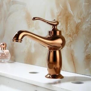 Rubinetti del lavandino da bagno dofaso rosa oro bacino del rubinetto e manico singolo freddo torneiras banheiro wash waterfall