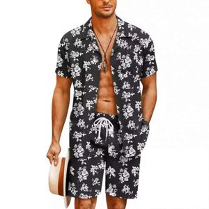 2024 قميص الرجال الجديد غير الرسمي مجموعة ثلاثية الأبعاد الشاطئ المطبوعة الشاطئ القصيرة القصيرة M514 57