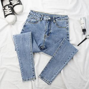 Kvinnors jeans kvinna byxor ljus färg hög midja kvinnors beskurna hösten mager pantalones vaqueros mujer