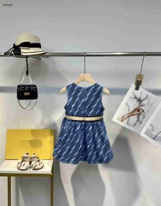 Luxury Baby Skirt Gradient Letter Blue Letter Stamp Abito da principessa Dimensioni 100-150 cm Designer Designer Abbigliamento Summer Sleeveless Girl Dress 24 May