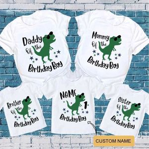 Family Matching Outfits Dinosaur Print Father Mother Kids T-Shirt Baby Suit Cotton Dinosaur Family Matching Outfits Mom Dad Children Match Clothes T240513