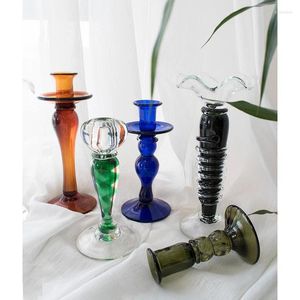 Ljushållare glashållare vintage prydnad färgade ljus hem matbord dekoration vardagsrum porta vela dekor bs50zt