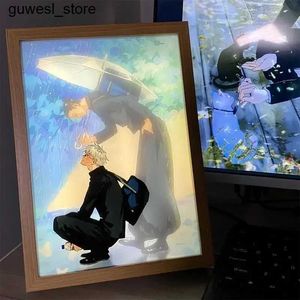 Nattljus Jujutsu Kaisen Led Photo Frame Lightanime Dekorativ bildram Konstmålning Design Night Light Anime Gojo Satoru Lamp S240513