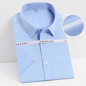 Camisas de vestido masculinas verão S- 8xl Free Iron Cuidado de manga curta de manga curta Mens de bolso formal para o trabalho