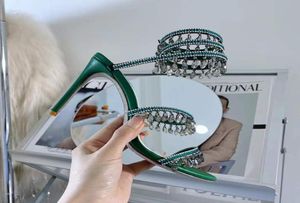 Crystal Diamond Embelled Stiletto Heels Sandals 10mm Rhine Stone Senaste Green Evening Dres Women High Heeled Luxury Designers W7839296