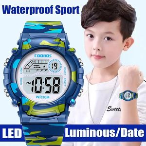 Orologio militare per bambini da ragazzo sportivo per bambini digitali orologi da allarme orologio impermeabile luminoso orologio elettronico 240514