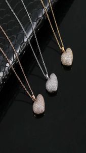pendants fashion heartshaped full diamond clavicle sweet girl threedimensional love copper zirconium Necklace1105991