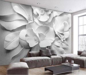 Flower Wallpaper Modern Minimalist Atmosphere 3D Stereo Relief Flower WALLPAPERS TV SOFA BAKGRUNT412737
