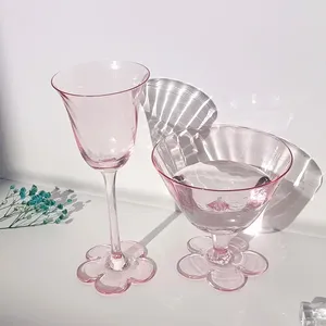 Wine Glasses Nordic Minimalism Clear Glass Pink Creative Instagram Style Goblet Home El Party Cocktail Transparent Cup Bar