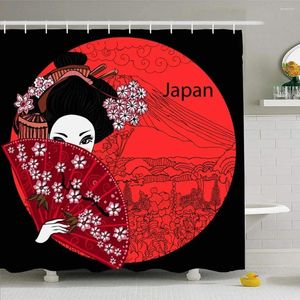 Занавески для душа Geisha Girl Японская женщина, люди кимоно азиатские красивые черные водонепроницаемые полиэфирные ванны