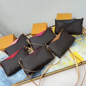 Lüks Pallas Cluth Omuz Çantası Tasarımcıları Çanta Kahverengi Çiçekler Tasarımcı Zinciri Cüzdan Kadın Çanta 6 Renk Orijinal Deri Çanta Moda Crossbody Çantalar